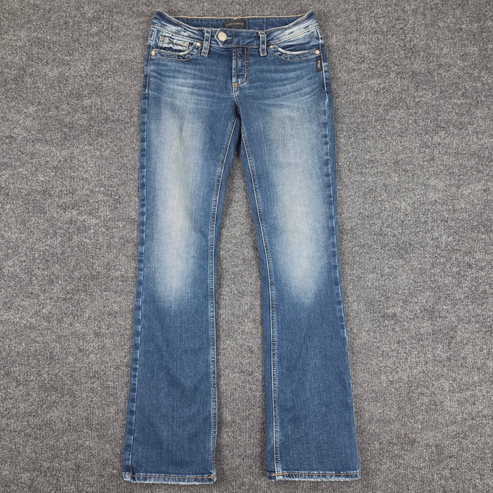 Silver Tuesday Slim Boot Jeans Women's 26 Low Rise Dark Wash Denim Stretch Y2K